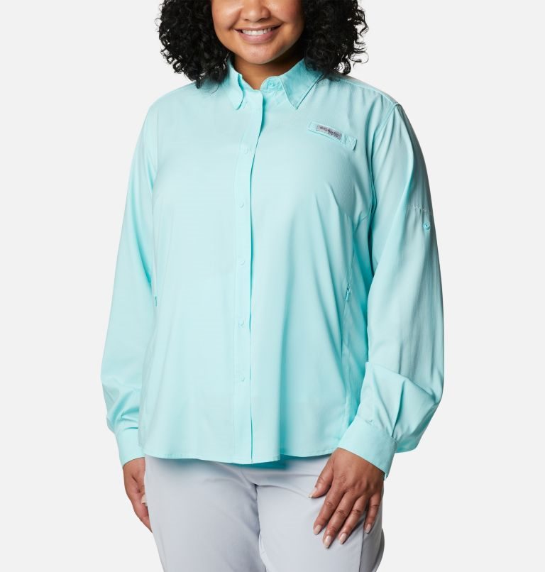 Women\'s Columbia PFG Tamiami II Long Sleeve Shirts Turquoise | Plus Size CA-ALC65